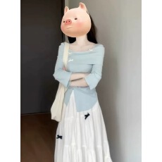 批发法式蓝色长袖连衣裙子<b class='q'>女</b>春装2025超火新款小个子香风气质长裙<b class='q'>套装</b>