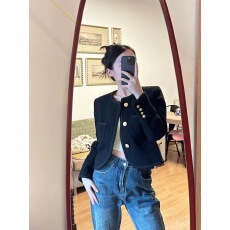 批发爆款新款小香风外套女2024短款法式高端小个子黑色名媛设计感上衣