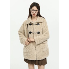 批发韩系翻领<b class='q'>甜美</b>百搭温柔奶fufu羊羔毛外套女加棉毛绒绒大衣秋冬加厚