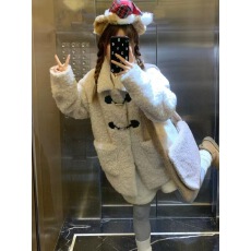批发2025新款冬季米驼色加棉加厚仿皮草女<b class='q'>甜美</b>加厚显瘦羊羔绒外套