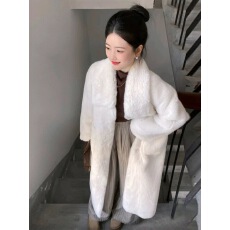 批发白色长款仿水貂绒毛毛外套女<b class='q'>秋</b>冬懒兔毛年轻环保皮草加棉加厚大衣