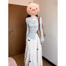 批发法式蓝色长袖连衣裙子女春装2025超火新款小个子香风气质长裙套装