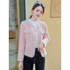 批发秋冬气质名媛小香风女士粗花呢子钉珠时尚小个子洋气夹棉加厚外套