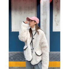 批发高级感超好看小香风黑色短款仿皮草小个子休闲加厚外套女装初冬款