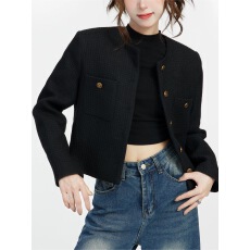 批发法式高级感黑色小香风外套女2025秋季新款小个子超好看短款上衣