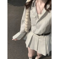 批发长袖条纹衬衫<b class='q'>连衣裙</b>子<b class='q'>女</b>装夏季2025新款高级感旅游秋夏搭配一整套