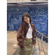 批发美式复古麂皮绒<b class='q'>外套</b>女2025春秋季爆款小个子高级感短款夹克上衣潮