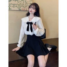 批发<b class='q'>娃娃领</b><b class='q'>衬衫</b>女春秋2024新款大码胖mm设计感蝴蝶结外穿洋气长袖<b class='q'>衬衣</b>