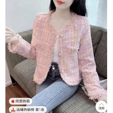 批发法式气质名媛小香风粉色粗花呢外套女<b class='q'>秋冬</b>季高级感小个子短款上衣