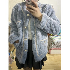 批发仿皮草小香风羊羔毛外套女新款秋冬高级感加厚宽松呢子大衣ins潮