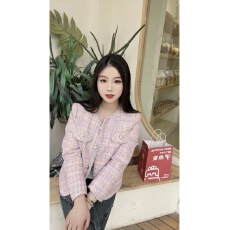 批发秋冬气质名媛小香风女士粗花呢子钉珠时尚小个子洋气夹棉加厚外套