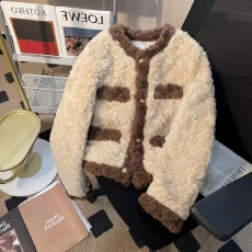 批发小香风仿羊羔毛保暖短款外套女<b class='q'>秋</b>冬2024新款韩版宽松气质上衣加厚