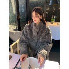 批发2024<b class='q'>秋</b>冬季慵懒感皮草中长款立领加棉加厚羊羔毛绒环保毛毛外套女
