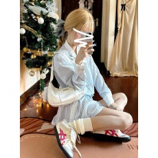 批发早春学院风蝴蝶结条纹衬衫连衣裙子女秋夏2025新款小个子韩系穿搭