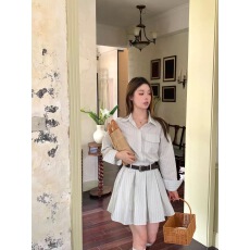 批发长袖条纹衬衫连衣裙子女装<b class='q'>夏季</b>2025新款高级感旅游秋夏搭配一整套