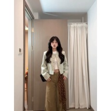 批发高级感粗花毛呢小香风外套女<b class='q'>秋</b>季法式气质长袖短款千金感开衫上衣