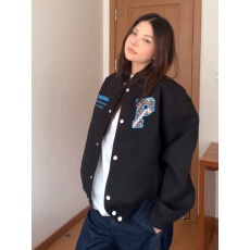 批发国潮牌迷宫格民族风贴布棒球服2025春秋高级感百搭情侣开春外套潮