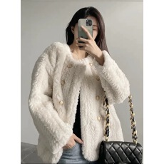 批发软糯小香风羊羔毛外套女<b class='q'>秋</b>冬短款加厚毛毛绒气质高级感小个子上衣