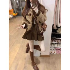 批发小香风仿羊羔毛保暖短款外套女秋冬2024新款韩版宽松气质上衣加厚