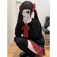 批发小辣椒***正版日系JK制服秋冬圣诞氛围感校供毛衣格裙套装女