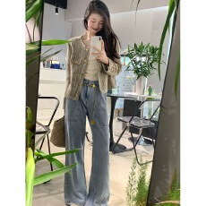 批发新款炸街气质小香风<b class='q'>长袖</b>开衫<b class='q'>外套</b>女装早秋高级感宽松显瘦百搭上衣