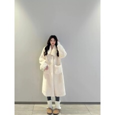 批发白色长款仿水貂绒毛毛外套女<b class='q'>秋</b>冬懒兔毛年轻环保皮草加棉加厚大衣