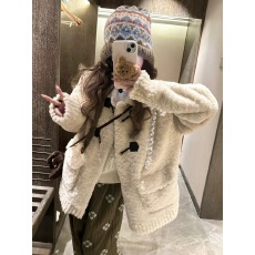 批发韩系翻领<b class='q'>甜美</b>百搭温柔奶fufu羊羔毛外套女加棉毛绒绒大衣秋冬加厚