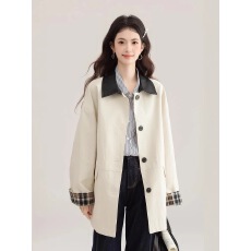 批发韩系风衣外套女2025<b class='q'>春</b>秋季新款小个子开<b class='q'>春</b>休闲赫本风高级感日系