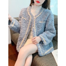 批发仿皮草小香风羊羔毛外套女新款秋冬高级感加厚宽松呢子大衣ins潮