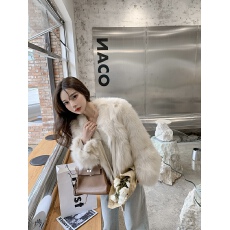 批发2024冬季新款韩系仿狐狸毛皮草短款外套女加棉加厚系带毛毛上衣