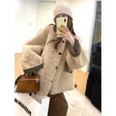 批发2024冬圆领羊羔毛外套女短款加厚羊羔绒皮毛一体宽松皮草毛毛上衣