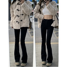 批发冬季新款加厚仿<b class='q'>兔毛</b>小香风外套女设计感韩系羊羔毛牛角扣毛毛上衣