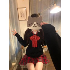 批发小辣椒***正版日系JK制服<b class='q'>秋</b>冬圣诞氛围感校供毛衣格裙套装女