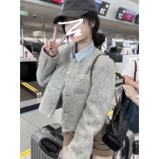 批发高级感粗花毛呢小香风外套女秋季法式气质长袖短款千金感开衫上衣