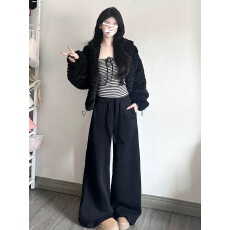 批发2025新款兔耳朵仿羊羔毛外套女短款修身显瘦环保毛棉服上衣学院风