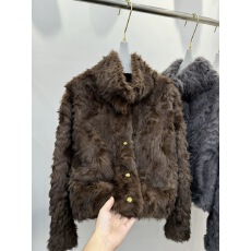 批发2025新款立领环保小湖羊女<b class='q'>短款</b>小个子仿<b class='q'>皮草</b>外套毛毛上衣女