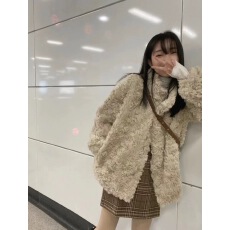 批发奶fufu羊羔毛外套女高级感秋冬季爆款仿皮草宽松慵懒风毛茸茸上衣