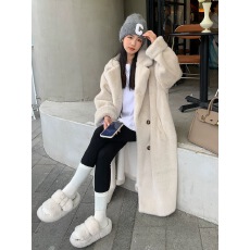 批发冬季环保皮草仿水貂绒长款宽松加厚加棉保暖<b class='q'>西服</b>领毛毛外套大衣<b class='q'>女</b>