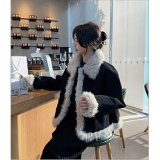 批发2025冬新款小香风羊羔毛外套女黑色灯芯绒环保皮草小个子毛绒上衣