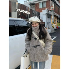 批发冬季新款仿泰迪羊羔毛外套女加厚韩版翻领牛角扣夹棉皮草保暖上衣