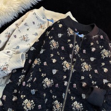 批发新中式外套女国风复古碎花夹克2025秋季新款小众潮牌情侣装棒球服