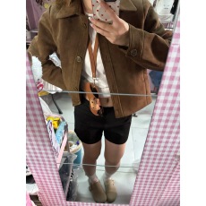 批发咖色麂皮外套女短款2025年春秋韩系宽松休闲美式复古<b class='q'>机车</b>夹克上衣