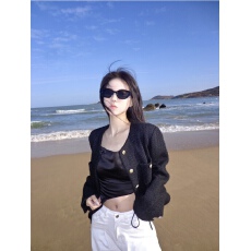 批发法式高级感黑色小香风外套女2025秋季新款小个子超好看短款上衣