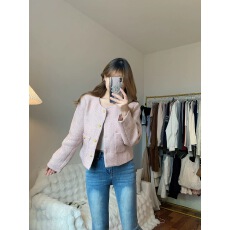 批发法式粉色小香风外套女秋季今年流行高定名媛小个子洋气短款上衣潮