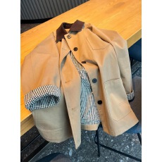 批发2025新款秋季小个子中长款风衣休闲高级感女撞色宽松卡其色外套