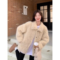 批发冬季新款羊羔毛外套短款皮草年轻款高级感小个子皮毛一体毛毛外套