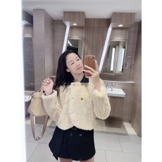 批发翻领高级感小香风短款外套女2024新款小众别致温柔风毛毛减龄上衣