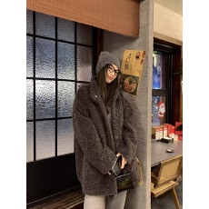 批发2024秋冬季慵懒感皮草中长款立领加棉加厚羊羔毛绒环保毛毛外套女