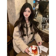 批发韩系翻领<b class='q'>甜美</b>百搭温柔奶fufu羊羔毛外套女加棉毛绒绒大衣秋冬加厚
