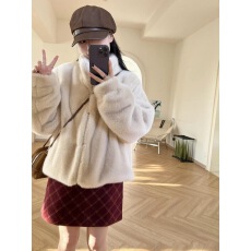 批发水貂绒外套女冬季2025新款立领加厚环保皮草保暖短款毛绒上衣潮